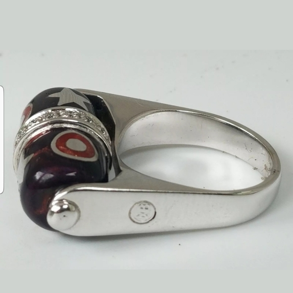 La Nouvelle Bague 18k Gold Diamond Enamel Spinner Ring - Picture 8 of 12